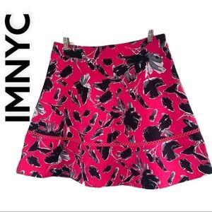 Imnyc Issac Mizrahi Pink/Black Floral Print Skirt Size 16